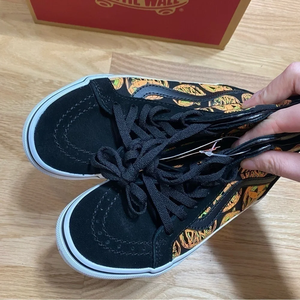 Vans Glow in the Dark Pumpkin Sneakers NEW Sk8 Hi Zip Kids Sz 1 2 12 13 Youth